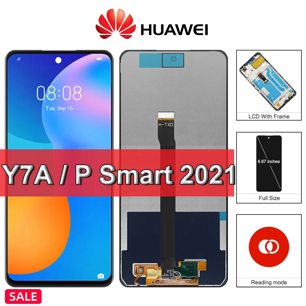 6.67'' Original Huawei P Smart 2021 Display with Frame Touch Screen Digitizer Assembly For Y7A PPA-LX3 LX1 LX2 X10lite | Мобильные