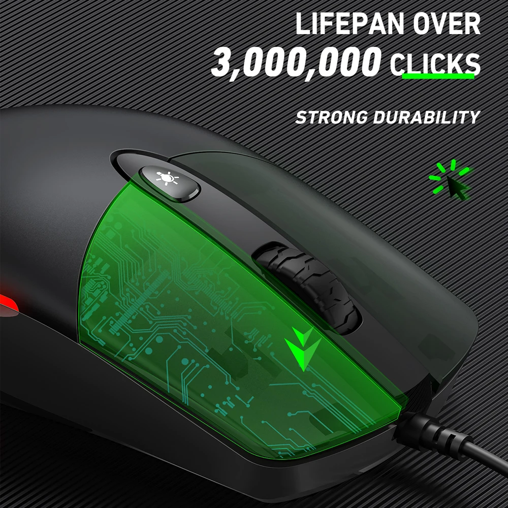 Железная Проводная эргономичная мышь с RGB подсветкой и тихим нажатием для ПК