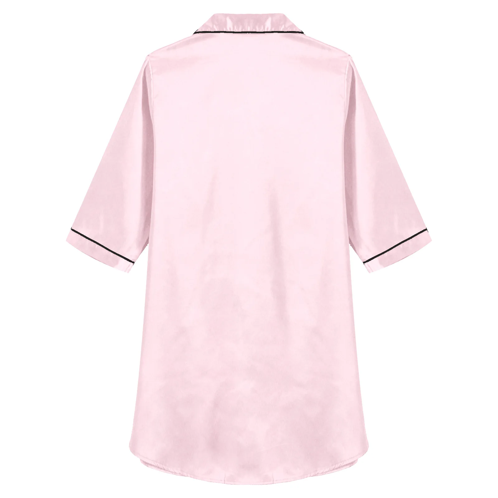 Women 3/4 Sleeve Satin Nightgown Nightshirt Sexy Button Down Turn-Down Collar Sleepshirt Nightdress