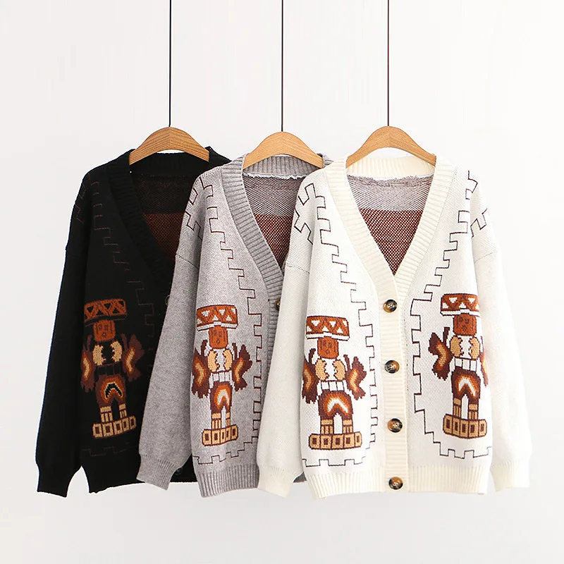 

Новинка, женские осенне-зимние кардиганы для девочек, вязаные свитера с длинным рукавом, Базовая Трикотажная одежда с V-образным вырезом, ми...