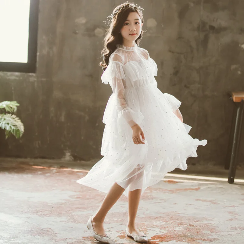 

Fashion Sequins Spring Summer Girls Dresses Set School Long Sleeve Teenagers Toddler Outwear Children Clothes High Quality