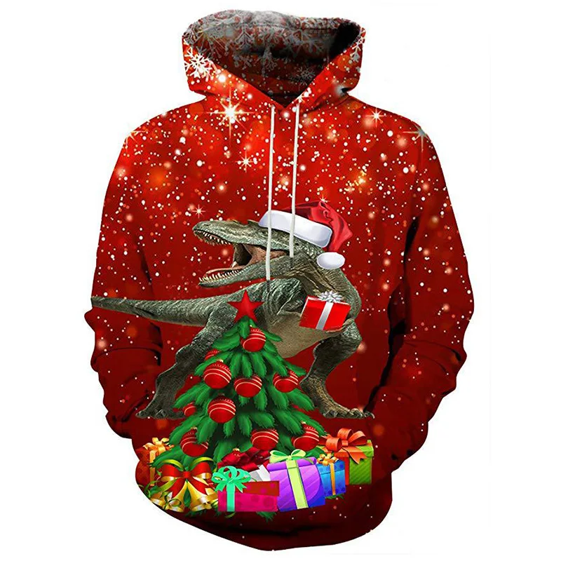 Унисекс Рождественский подарок динозавра 3D цифровой принт свободный свитер с