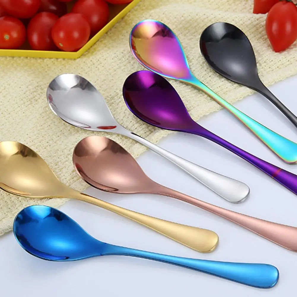 1 шт. одноцветная кухонная чайная и кофейная ложка из нержавеющей стали кремовые