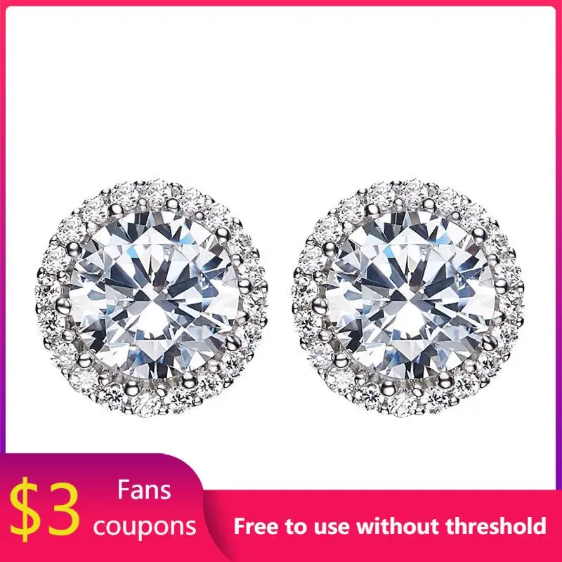 

WELMEL Luxury Zirconia Jewelry Gifts 925 Sterling Silver Earrings Bright AAA+ Cubic Zirconia Fashion Stud Earrings for Women