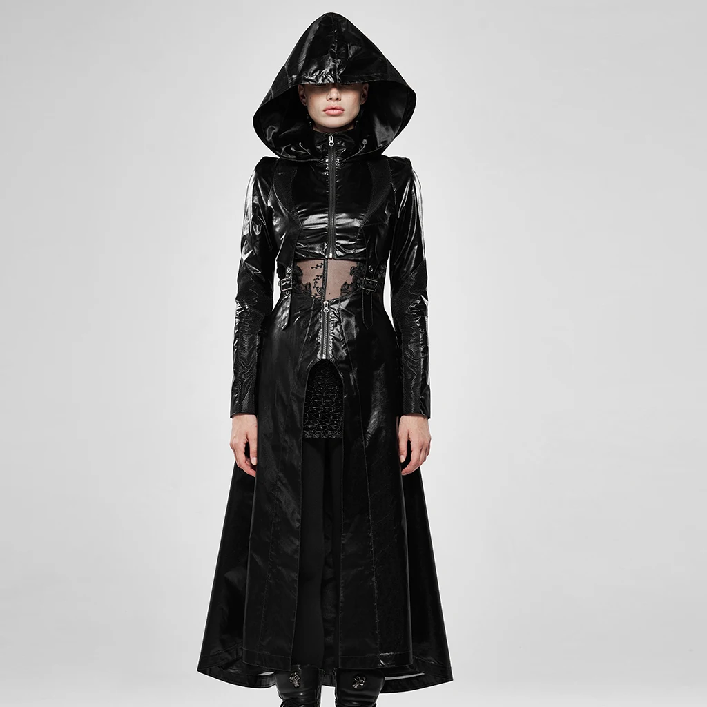 Женская Блестящая куртка средней длины в стиле панк рейв с отстегивающимся