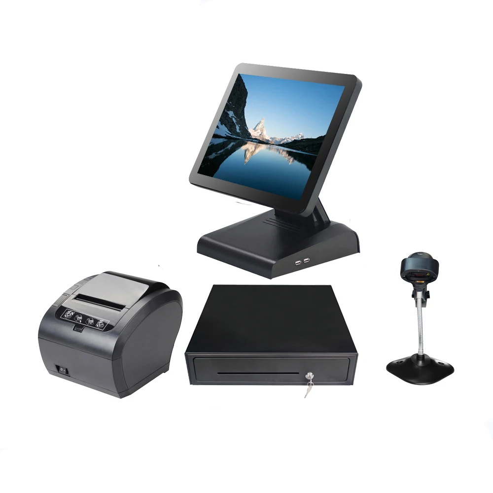 whole set 15 inch point of sale system capacitive touch screen pos all in one for | Компьютеры и офис