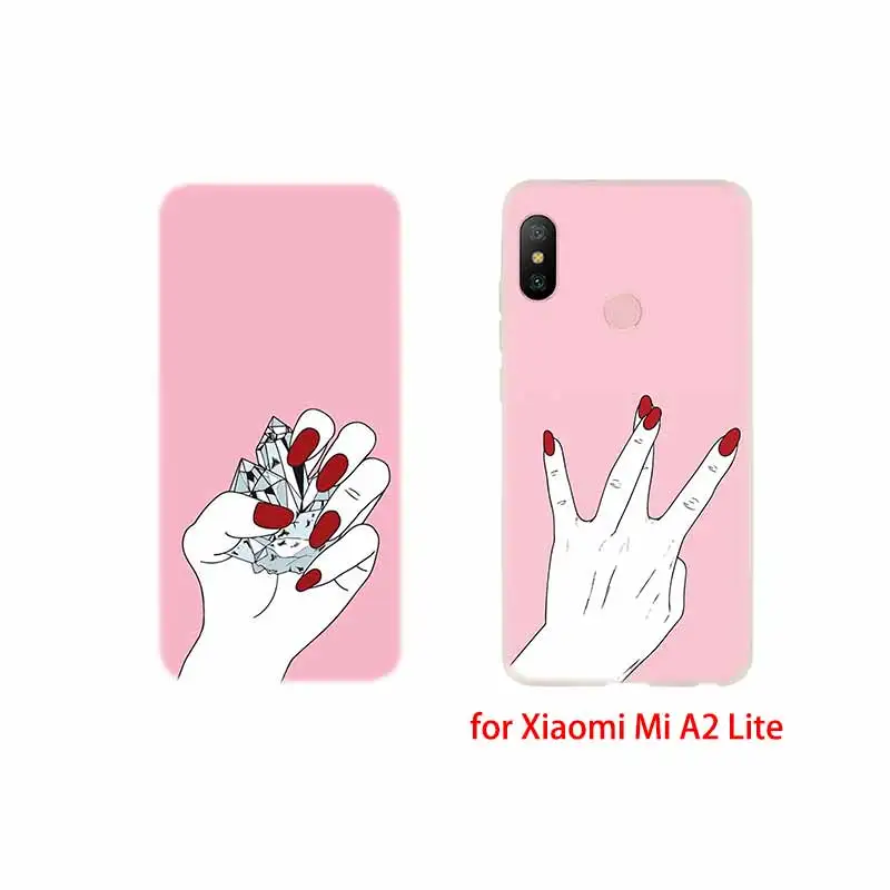 Soft TPU Case For Xiaomi Mi 12 11 Pro Ultra 10 9 8 SE 6X 5X A3 A1 A2 LITE cc9 cc9e Cover Best Friend Pink Hands Red Nails | Мобильные