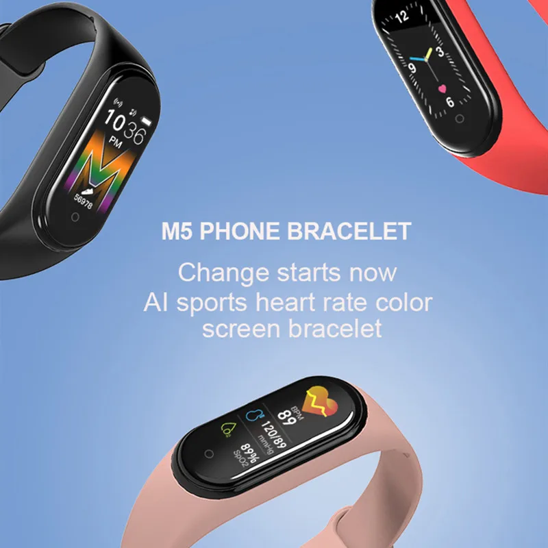 

New M5 Smart Bracelet Men Fitness Smart Wristband Women Sports Tracker Smartwatch Play Music Bracelet M5 Band for Adriod IOS