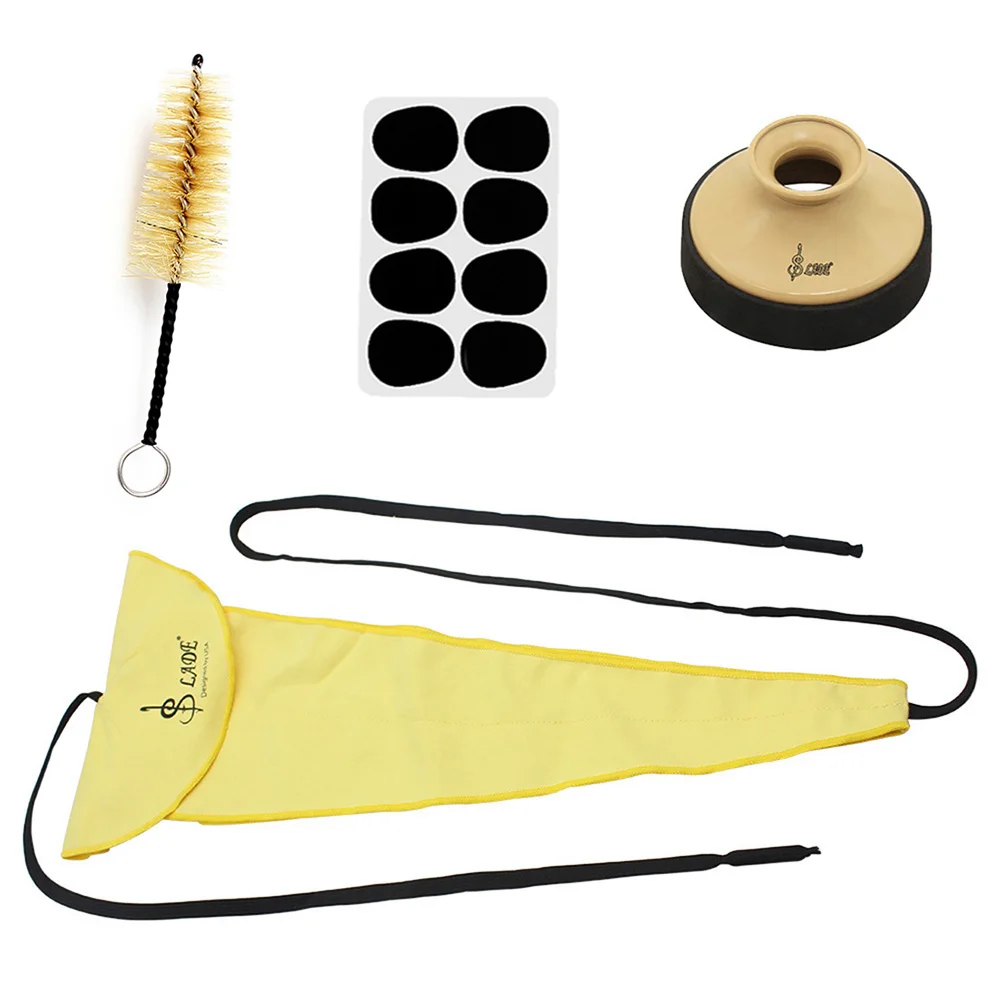 SLADE 4pcs Saxophone Sax Kit Dental Pad+Cleaning Cloth+Mute+Mouthpiece Brush For Alto Saxophone Woodwind Instrument Accessories