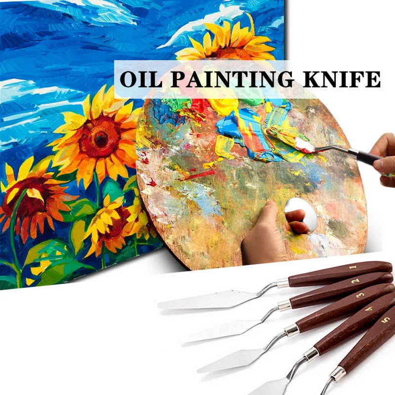 

5pcs/set Stainless Steel Spatula Baking Pastry Tools Fondant Cream Mixing Scraper Oil Painting Shovel New