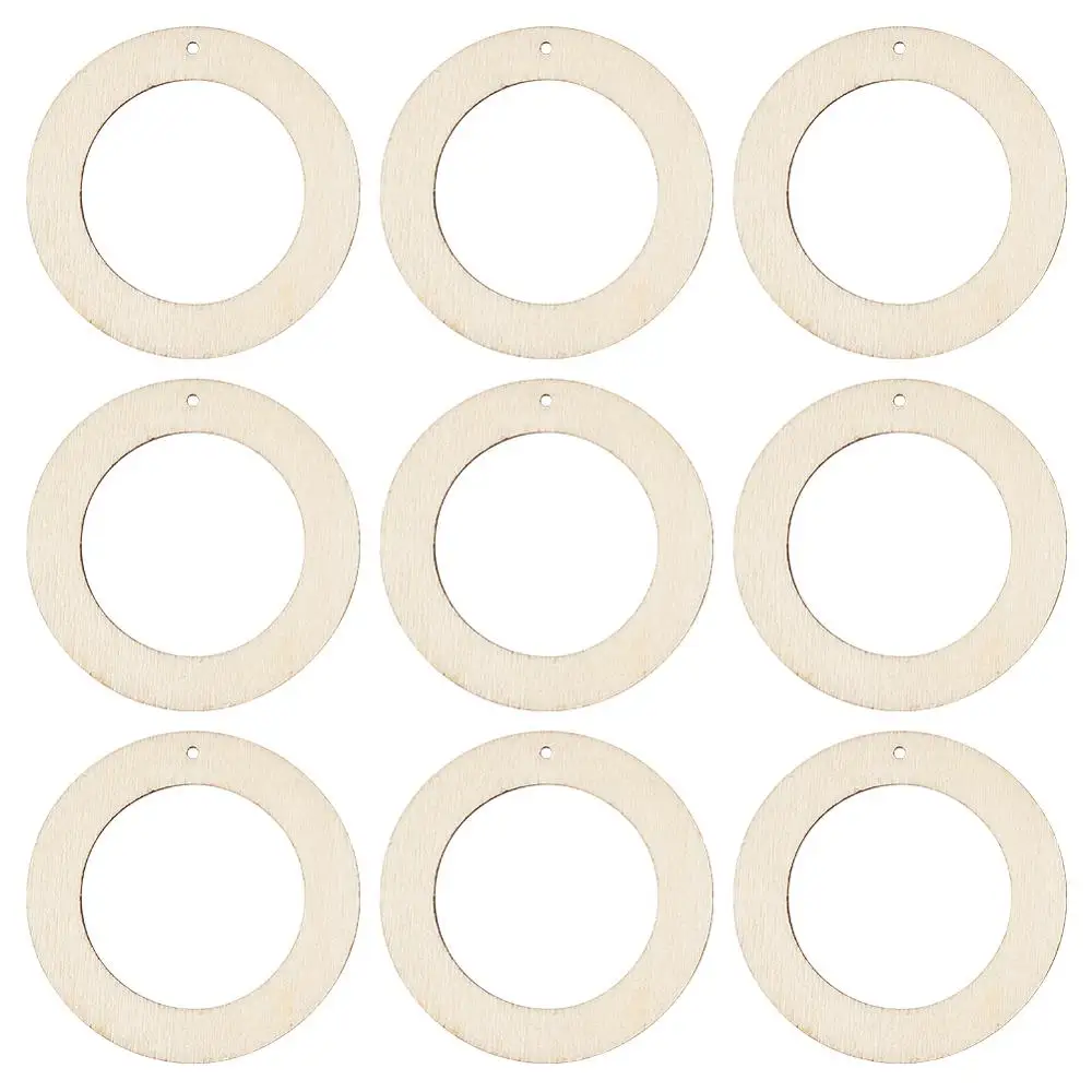 

30pcs/50pcs AntiqueWhite Wood Pendants Wooden Circle Ring for DIY Pendant Connectors Earrings Jewelry Making Findings