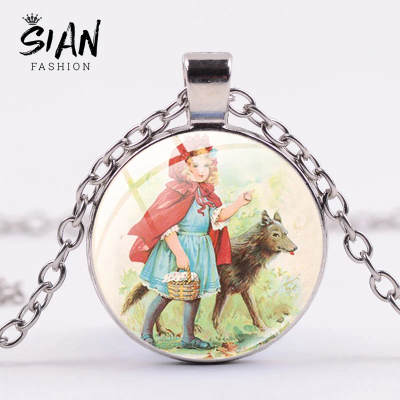 Азиатских классическая красная шапочка и волк цепочки в виде мультяшной девочки