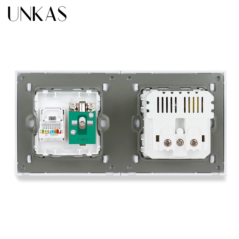 UNKAS пластиковая панель стандарта ЕС электрическая розетка с двойным USB +