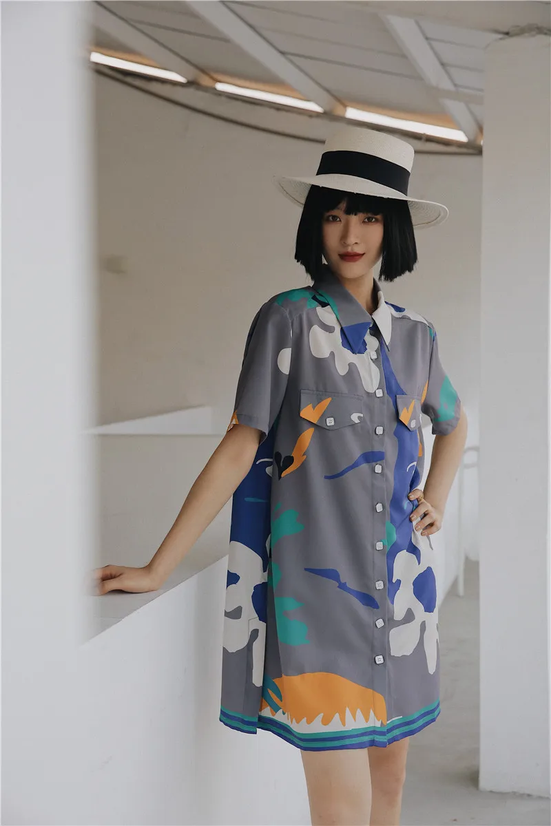 Дизайнерская Цветочная блузка CHEERART Длинные рубашки женская рубашка с коротким