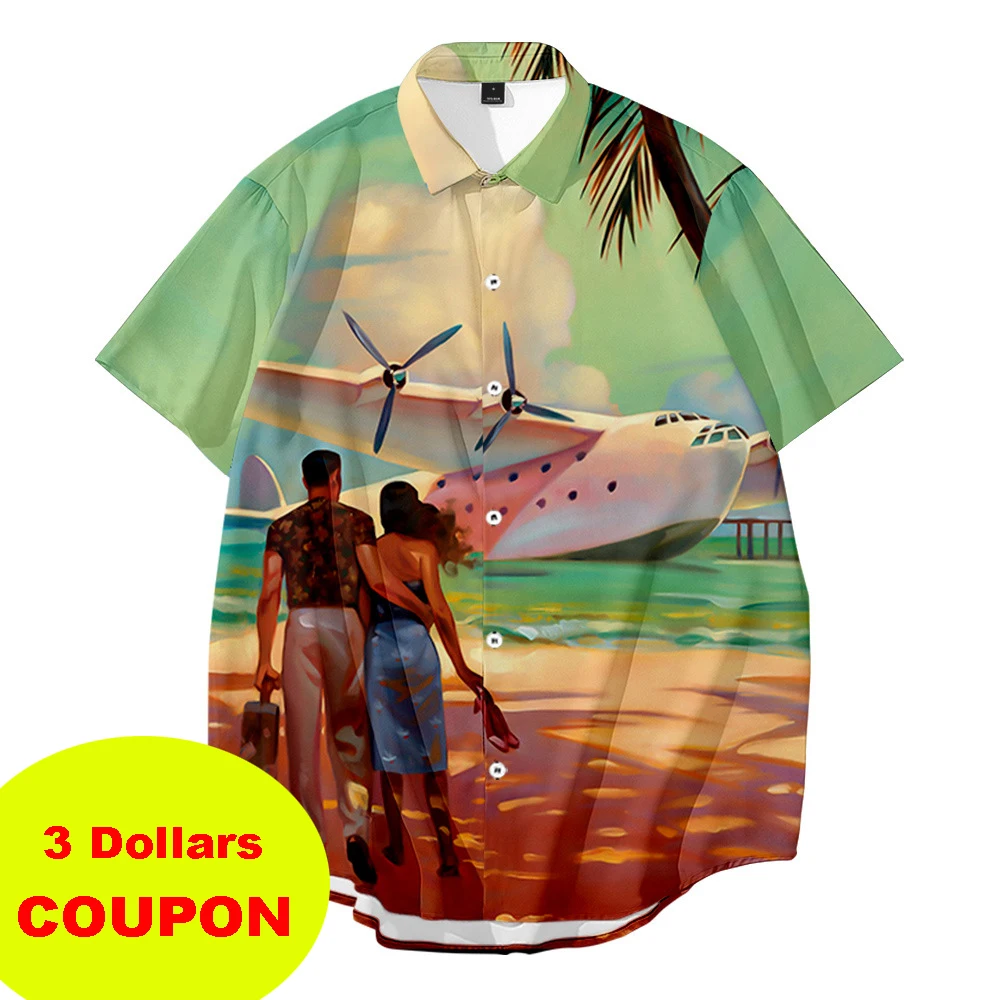 

Summer Cardigan Short-Sleeved Shirts Large Size Paintings Digital Printed Shirts Men's Shirts Casual Beach Shirts Plus Size 6XL