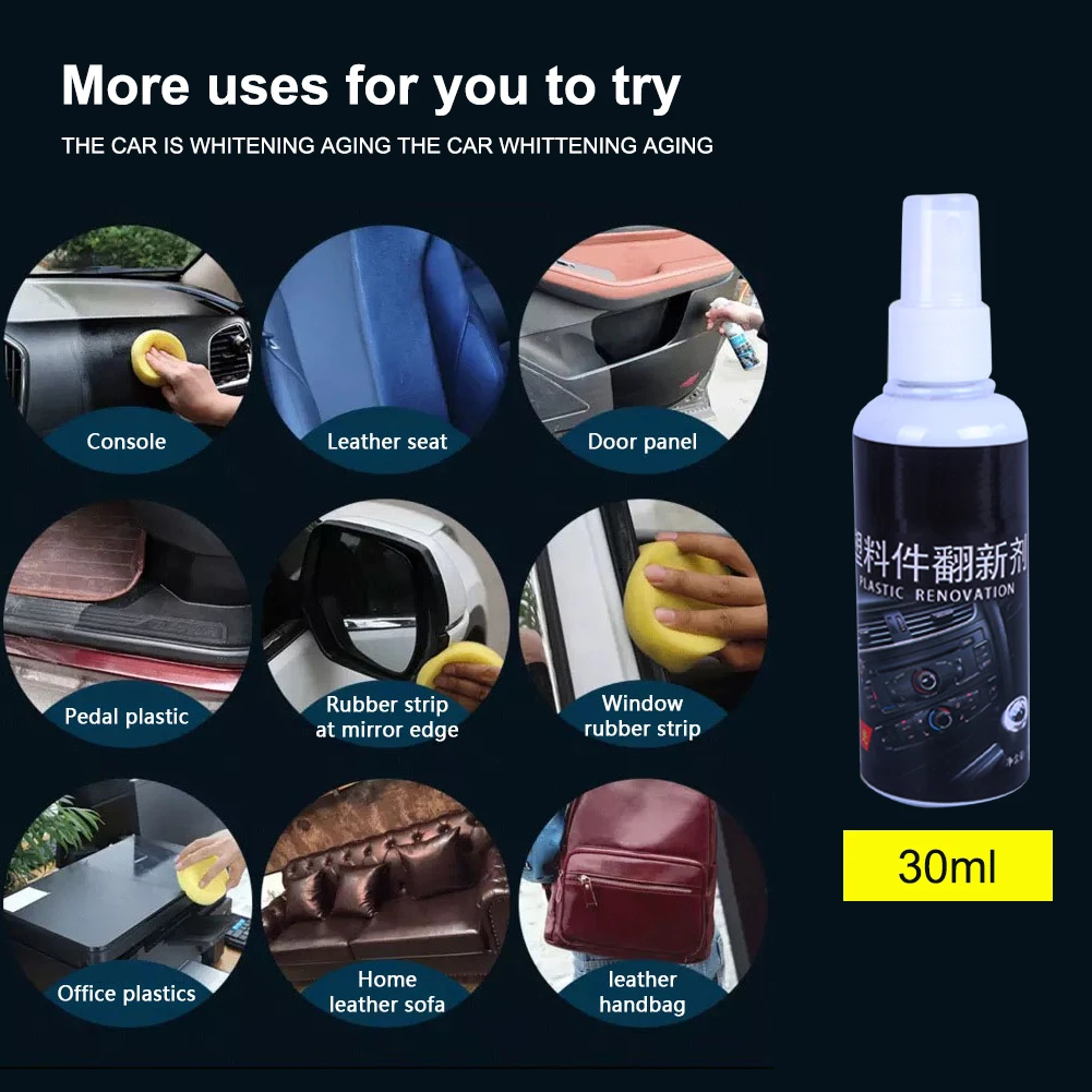 Plastic Restore Paint Repair 30ML Car Refurbishing Agent Auto Interior Renewed Plastic Parts Repair Wax Retreading Agent 30ml car interior plastic parts wax retreading agent renewed plastic restore paste maintenance car refurbishment paint cleaner