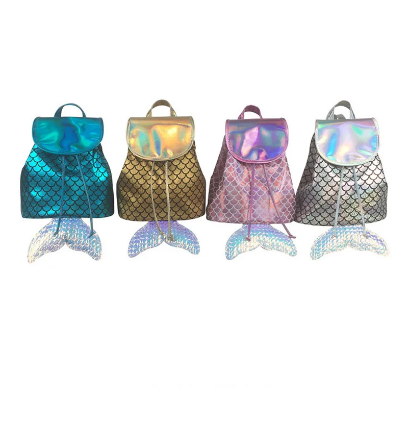 Новый Стильный блестящий рюкзак с лазерным градиентом и хвостом русалки, сумка через плечо, дорожная сумка, школьные сумки для девочек-подр... от AliExpress WW