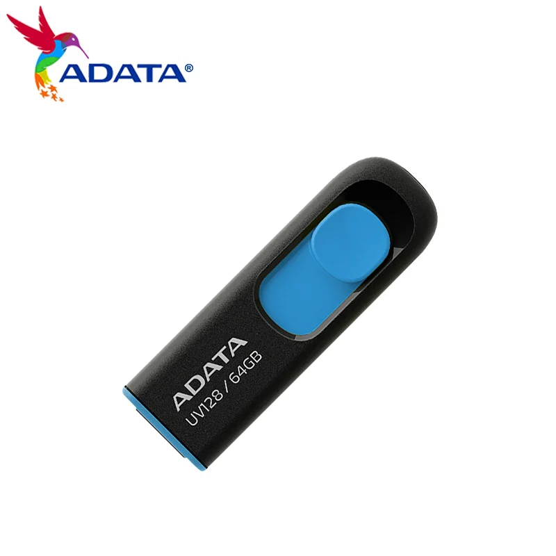 USB флеш накопитель ADATA UV128 128 ГБ 64 32 16 3 2 выдвижной бескорпусный флешка высокая