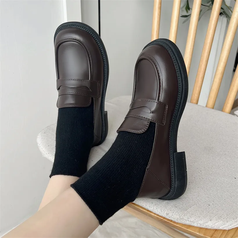 

Ladies Leather Platform Shoes 2022 Spring and Autumn New Women's Flat Shoes Casual Shoes Ladies All-match Shoes women loafers