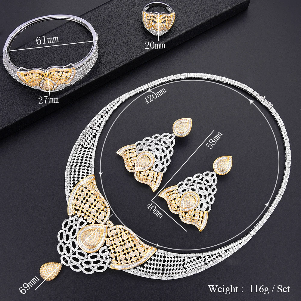 Большой модный роскошный набор свадебных украшений GODKI с 4 шт. Китом в нигерийском