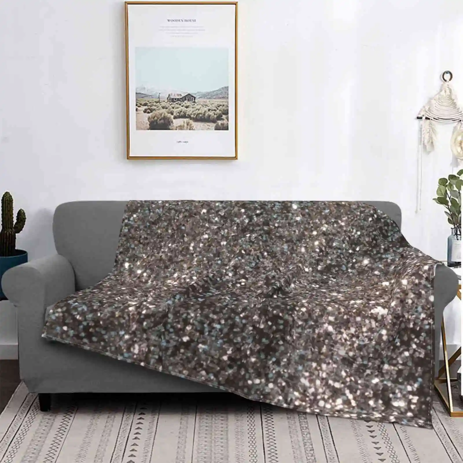 

Silver Glitter #1 #Decor #Art Air Conditioning Blanket Soft Throw Blanket Color Pattern Abstract Glitter Black Background