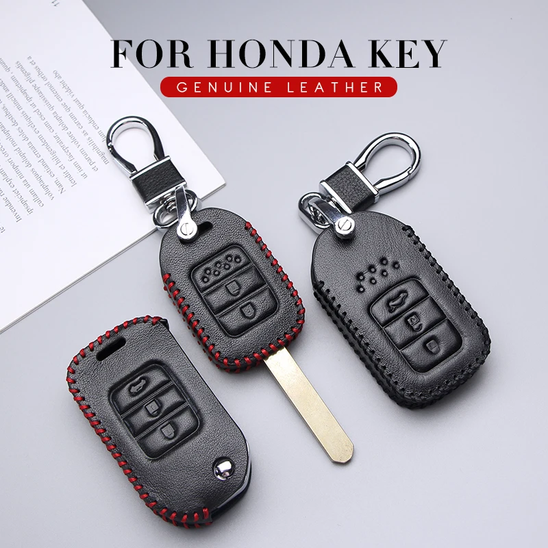 

KUKAKEY Genuine Leather Car Key Case Cover Car Styling For Honda Spirior Fit Civic Accord City CB400 CRV Jazz HRV Key Bag Holder