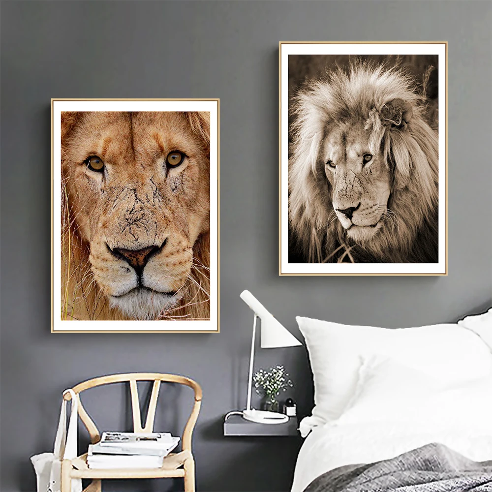 

African Lion Tiger Animals Face Canvas Paintings Wall Art Posters And Prints Animals Lions Art Pictures For Living Room decor