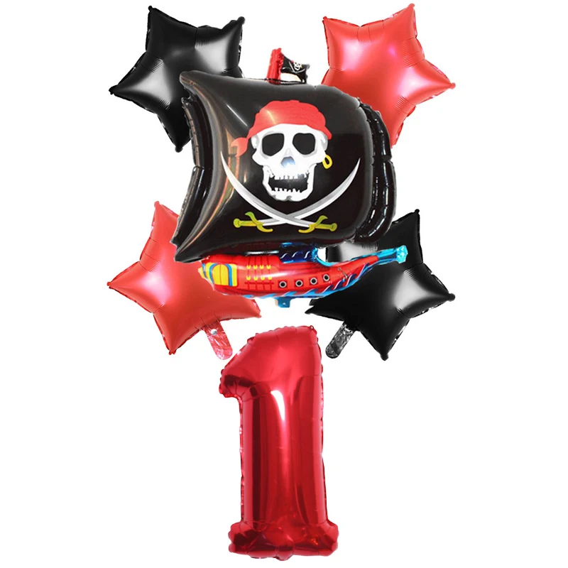 Воздушные шары из фольги в виде пиратского корабля 6 шт./компл. диаметр 32
