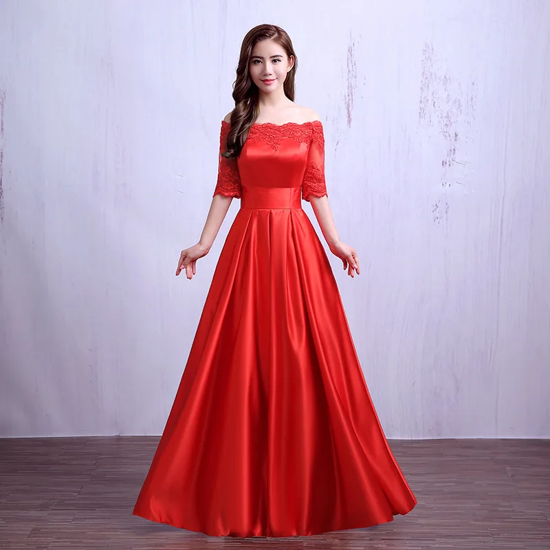 Элегантное красное вино длинное вечернее платье 2019 кружевное атласное с