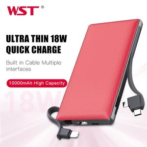 10000mah portable charger quick charge power bank with built in type c micro usb cable fast charging for iphone samsung xiaomi free global shipping