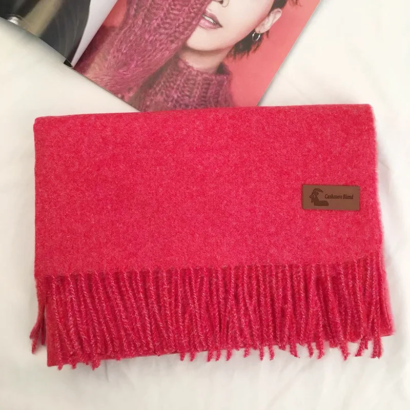 Brand Designer Winter Cashmere Scarf For Women Unisex Wool Scarf Pashmina Solid Color Tassels Ladies Stole Wrap Men Scarves