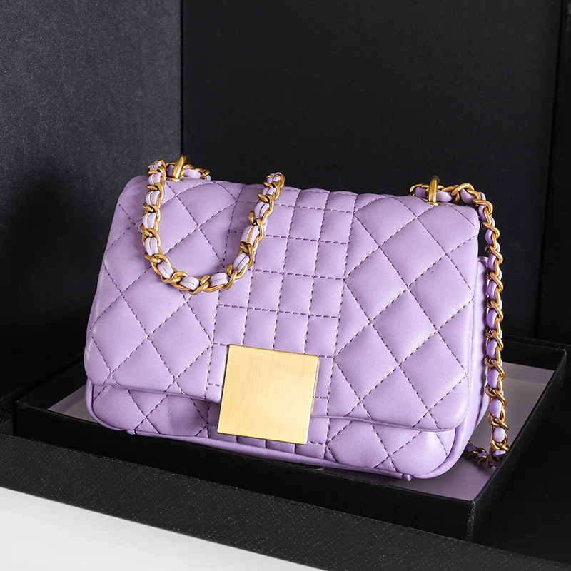 

Bag Women's Messenger Bag Ins Niche Foreign Style Small Square Bag Wild Small Bag High-end Leather Diamond Chain Bag