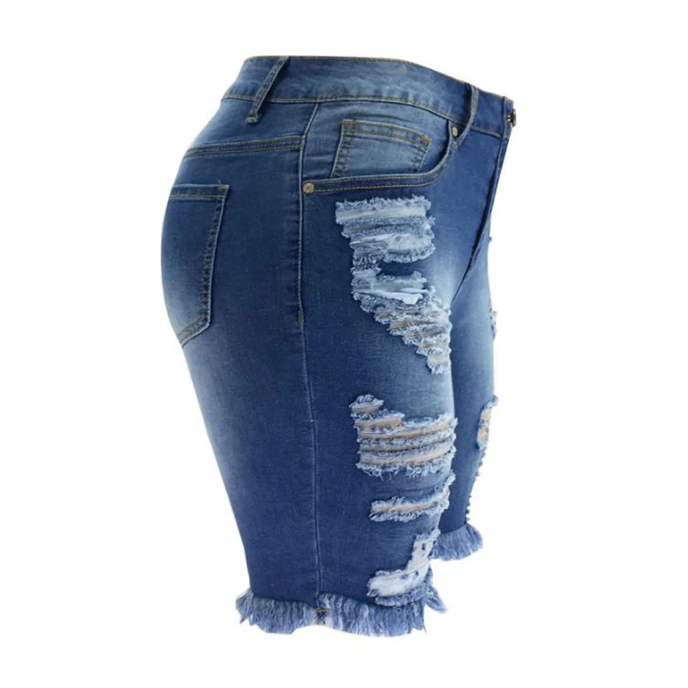 Женские джинсовые шорты до колен с высокой талией и кисточками | Женская одежда