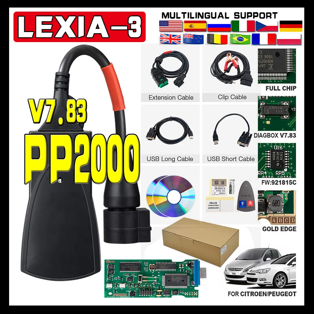 Newest Lexia 3 PP2000 Full Chip Diagbox V7.83 with Firmware 921815C Lexia3 V48/V25 For Citroen for Peugeot OBDII diagnostic-tool