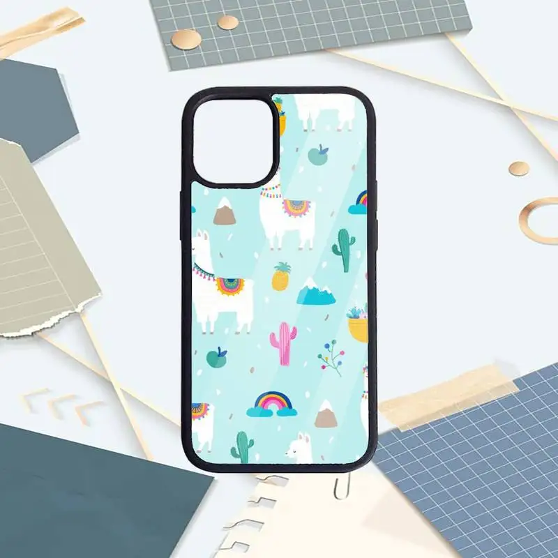 

Lovely Lama Llama Alpacas Phone Case PC for iPhone 11 12 pro XS MAX 8 7 6 6S Plus X 5S SE 2020 XR Anti-fall protective funda