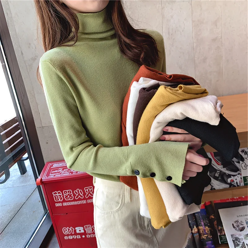 

2021 Ins New Fashion Women Sweaters Turtleneck Jumper Women Winter Solid Color Pullovers Women Fashion Clothing