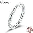 Bamoer 925 пробы серебряные маленькие маргаритки перстни для женщин простой текстуры кольца серебряные Изящные Ювелирные изделия BSR152