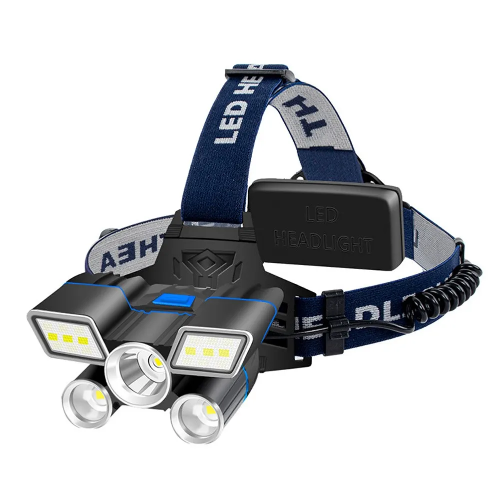 

16000 Lumens Headlight 5 LED Camping Flashlight Rechargable Super Bright