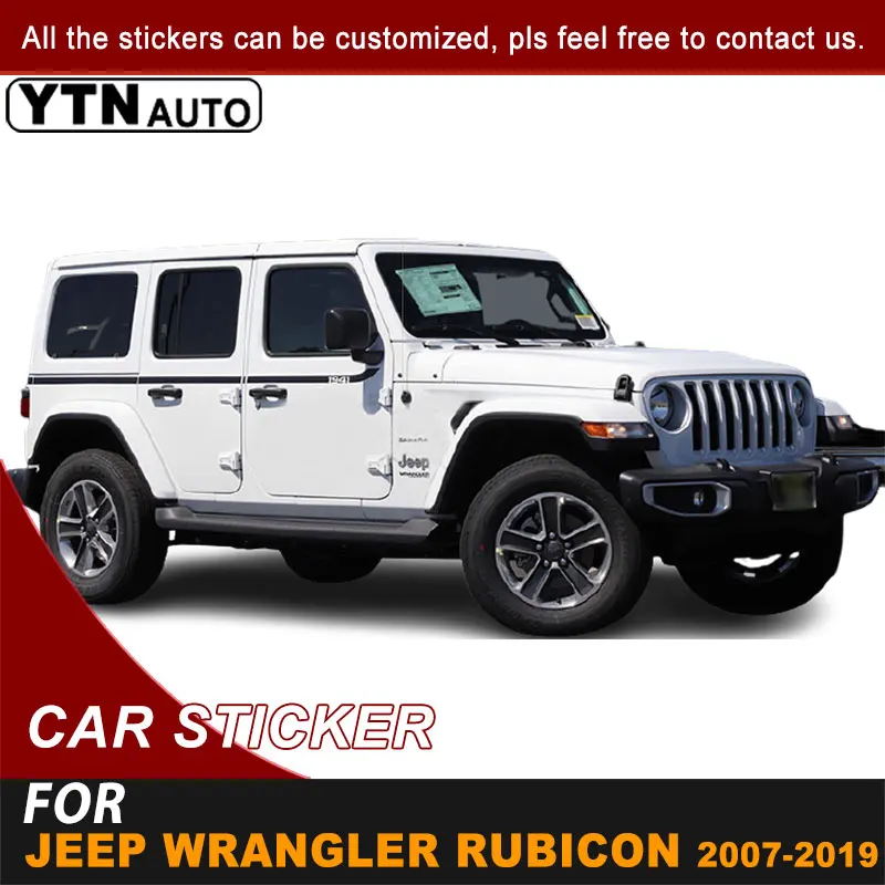 Боковая дверь кузова автомобиля Наклейка для Jeep Wrangler JL Rubicon 2007-2019 1941 слова юбка