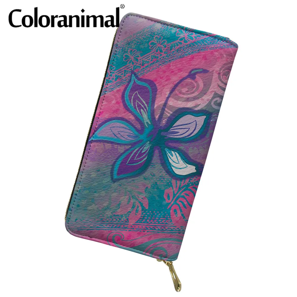 Coloranimal Для женщин переносной сцепления кошелек полинезийской Племенной Гибискус