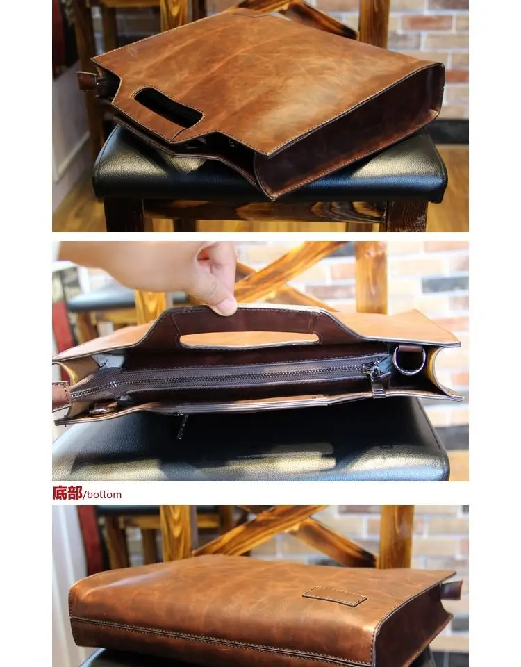 

Men's Bag Crazy Horse Leather Stereotype Handbag Shoulder Bag Messenger Bag Men's Casual PU Business Briefcase