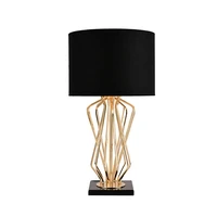 postmodern golden plating metal living room decoration table lamp simple black marble cloth lampshade led e27 bedroom desk light