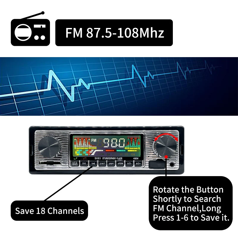 Hippcron Автомагнитола 1 DIN стерео FM Bluetooth MP3 аудио плеер сотовый телефон гарнитура