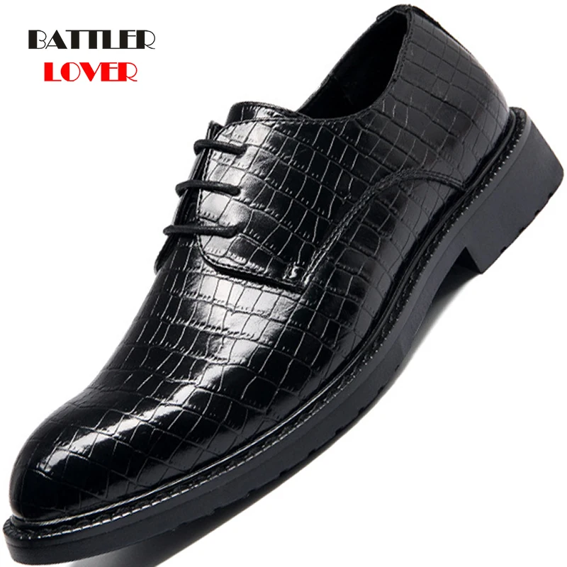 

2021 Genuine Leather Men Suit Derby Shoes Top Quality Crocodile Pattern Business Shoes for Male Oxford Formal Footwear Homme