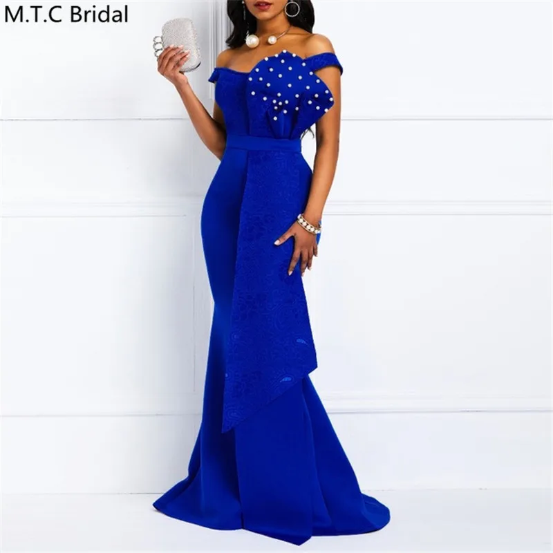 Длинное Красное платье-Русалка с открытыми плечами и жемчужинами | Свадьбы