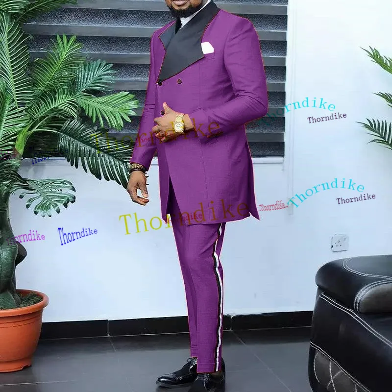 Мужской костюм с двойным рядом пуговиц пиджак и брюки