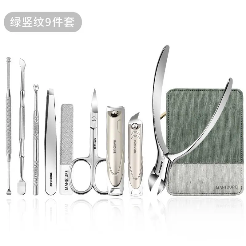 

9 pcs Nail Clippers Set Stainless Steel Nails Cutters Dead Skin Pliers Nail Groove Olecranon Pedicure Scissors Manicure Tool