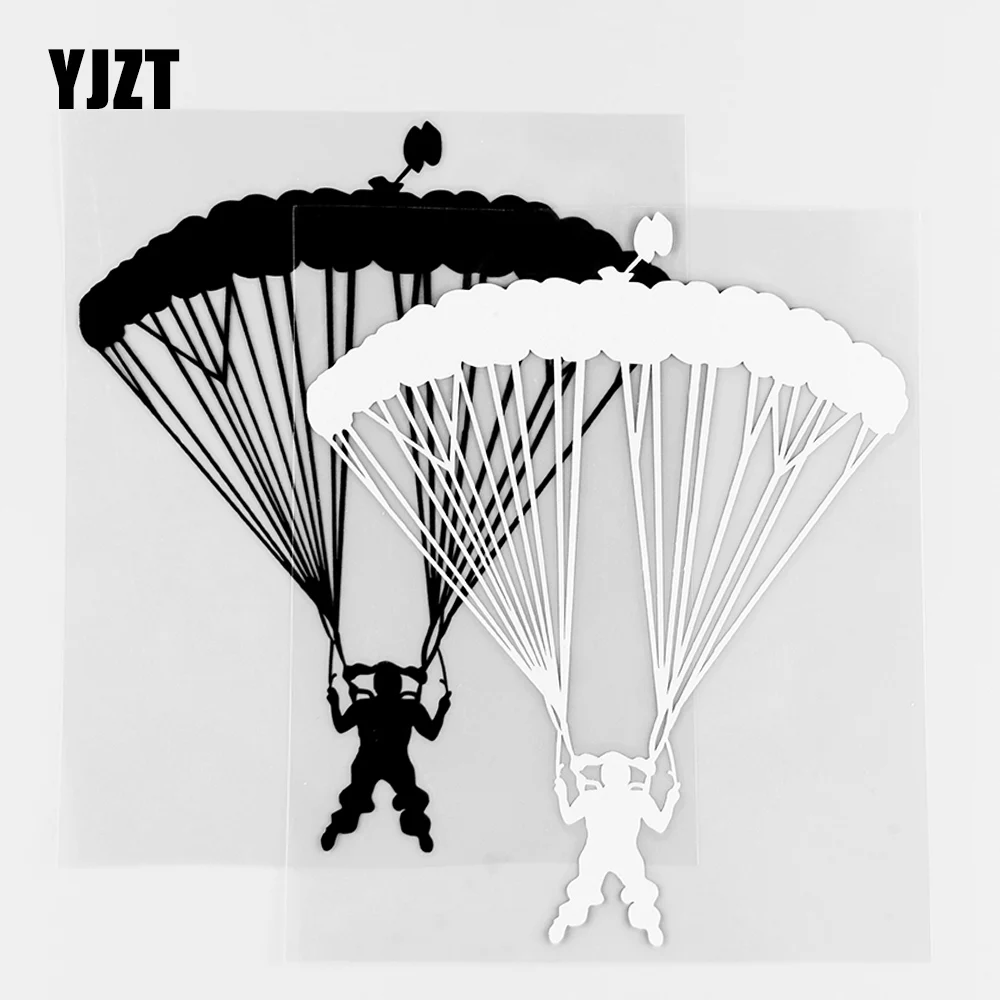 YJZT 13,5 × 16,3 см открытая Парашютная прыгающая наклейка на автомобиль виниловые наклейки черные/серебряные 10A-0522