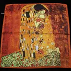 Дизайнерский бренд картина маслом печатных шелковые шарфы женский небольшой платок Бандана шаль Женская резинка для волос платки шейный платок