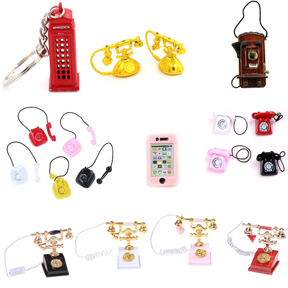 1/2 шт. миниатюрный ретро телефон для кукольного домика|Кукольные дома| |